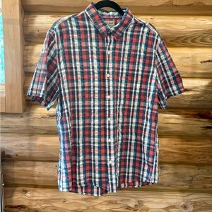 L.L. Bean Casual Button Down Shirt Red and Blue